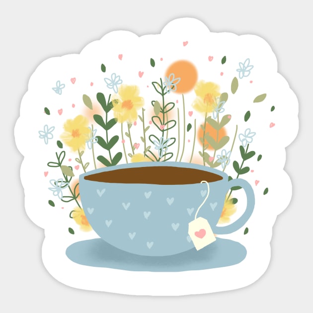 Floral Tea Sticker by KathrinLegg